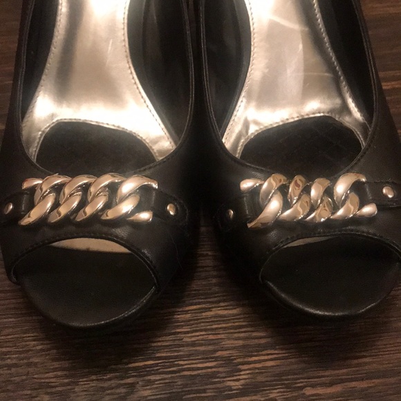 Chaps open-toe, black wedge pumps size 9.5 - Picture 6 of 8